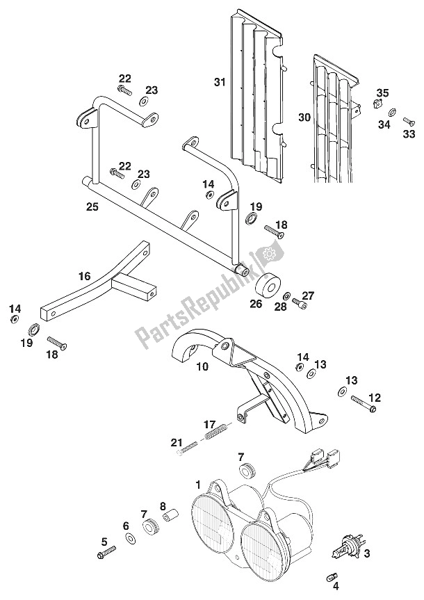 Todas las partes para Luz Delantera, Soportes De Rally de KTM 620 LC4 Rallye 97 Europe 1997