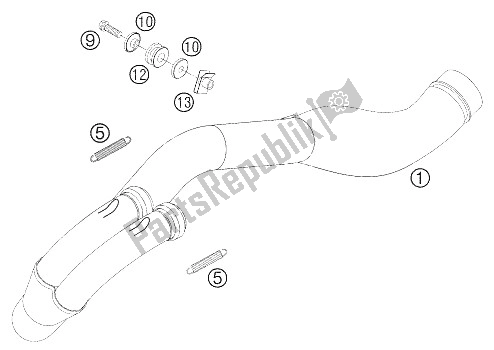 All parts for the Exhaust Pipe of the KTM 450 EXC Factory Europe 2005