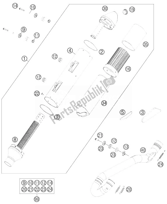 Todas las partes para Sistema De Escape de KTM 450 XC W USA 2014