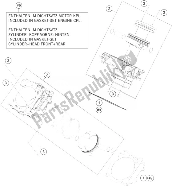 All parts for the Cylinder of the KTM 1190 Adventure R ABS China 2014