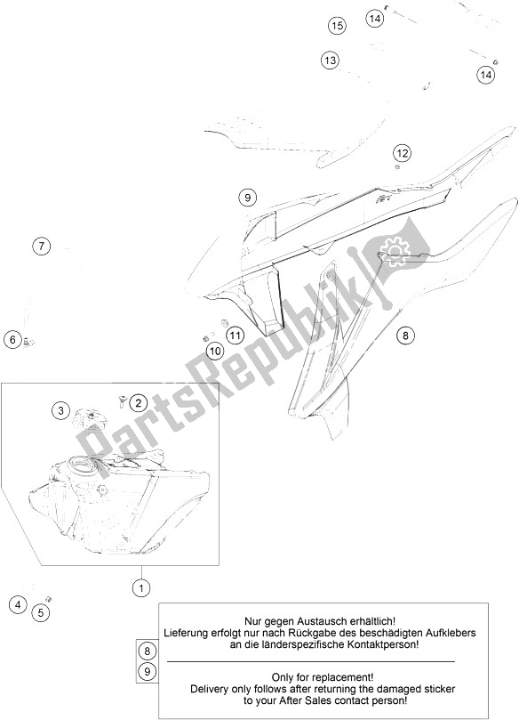 All parts for the Tank, Seat, Cover of the KTM 250 SX F Factory Edition USA 2016