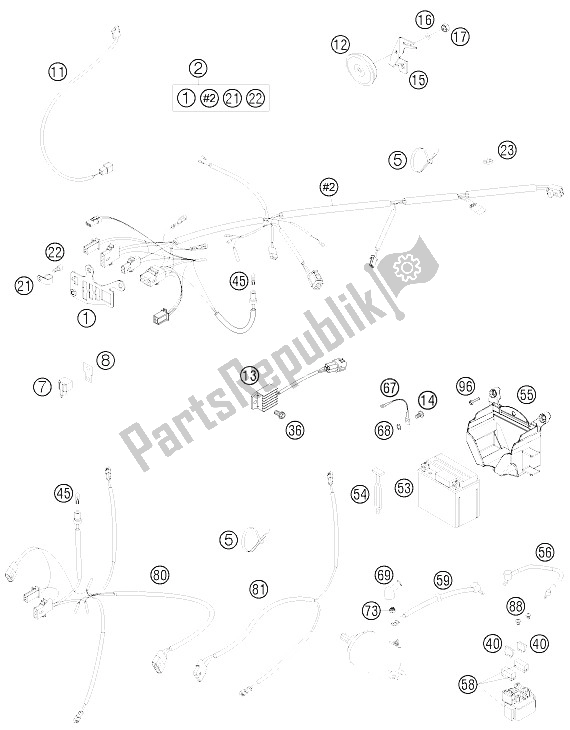 All parts for the Wiring Harness of the KTM 250 EXC Factory Edit Europe 2011