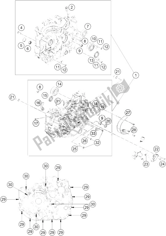 Tutte le parti per il Cassa Del Motore del KTM RC 390 White ABS B D 16 Europe 2016