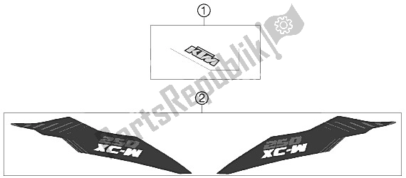 All parts for the Decal of the KTM 250 XC W USA 2012