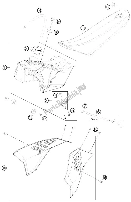 Toutes les pièces pour le Réservoir, Siège, Couverture du KTM 50 SXS USA 2015