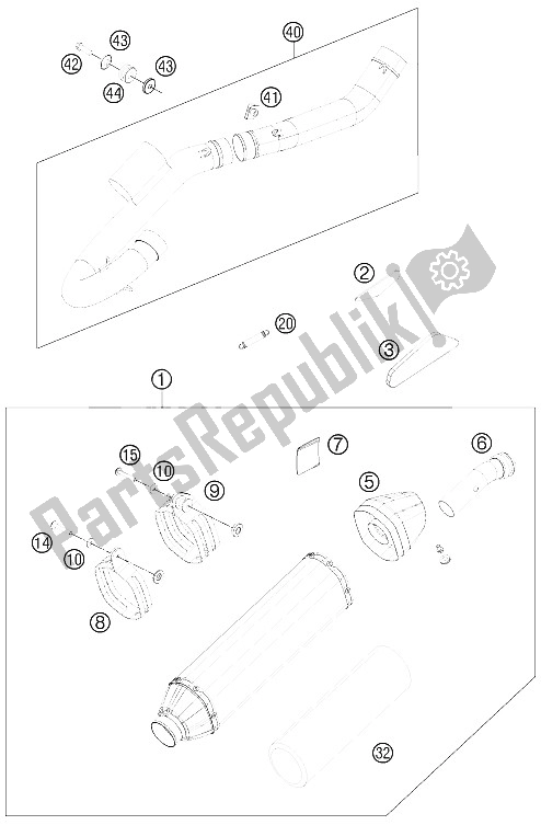 All parts for the Exhaust System of the KTM 250 SX F Roczen Replica 12 Europe 2012