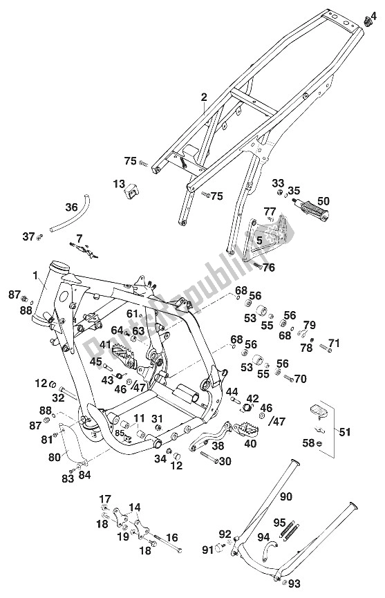 Tutte le parti per il Telaio, Per Esempio '97 del KTM 620 Competition Limited 20 KW Europe 1997