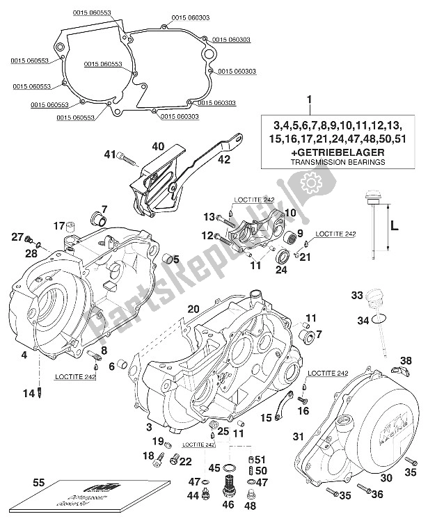 Todas as partes de Cárter 620 Sx '97 do KTM 400 SXC WP Europe 1997