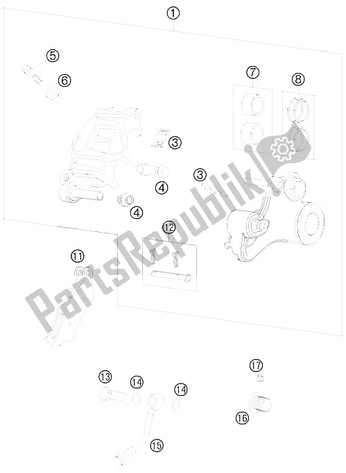 All parts for the Brake Caliper Rear of the KTM 990 Adventure R USA 2009