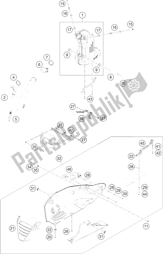 All parts for the Exhaust System of the KTM RC 250 White ABS CKD 16 Thailand 2016