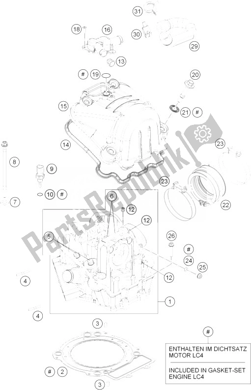 Tutte le parti per il Testata del KTM 690 Enduro R ABS Europe 2014