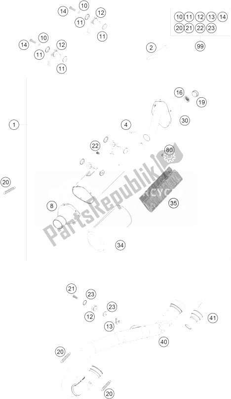 All parts for the Exhaust System of the KTM 400 EXC Europe 2010