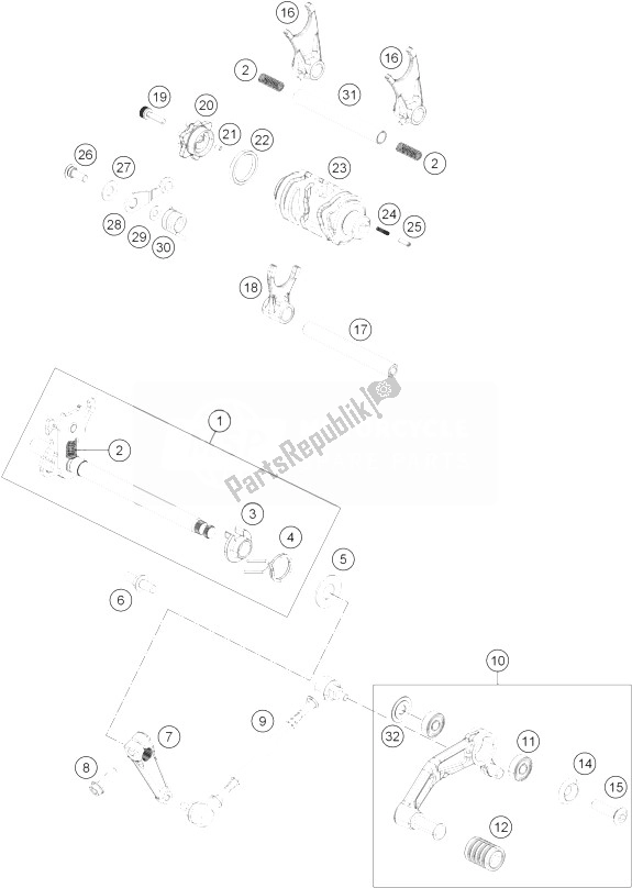 Todas las partes para Mecanismo De Cambio de KTM 200 Duke White W Oabs B D 13 Argentina 2013