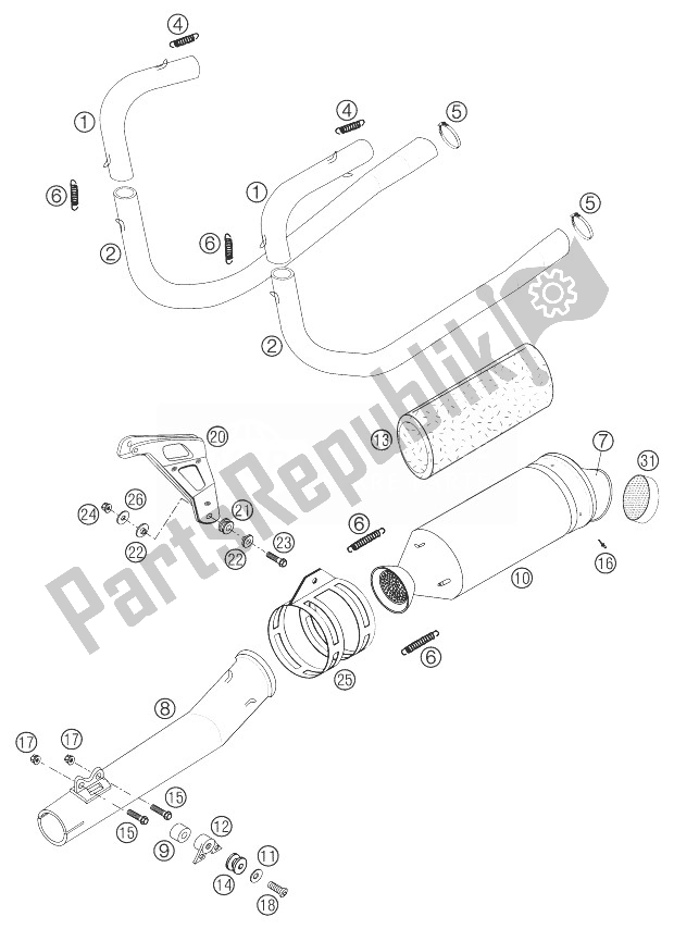 All parts for the Manifold, Silencer 660 Rallye of the KTM 660 Rallye Factory Repl Europe 2004