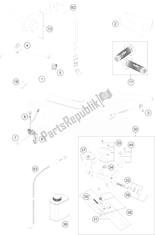 Tutte le parti per il Manubrio, Comandi del KTM 450 SX F Factory Edition USA 2014