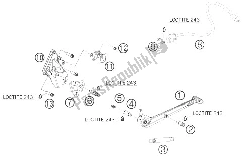 Todas las partes para Soporte Lateral / Central de KTM 1190 RC8 Orange Australia 2010