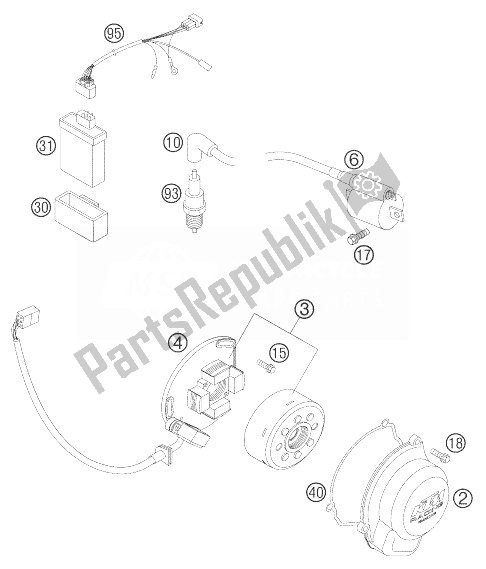 Toutes les pièces pour le Système De Mise à Feu du KTM 105 SX USA 2007