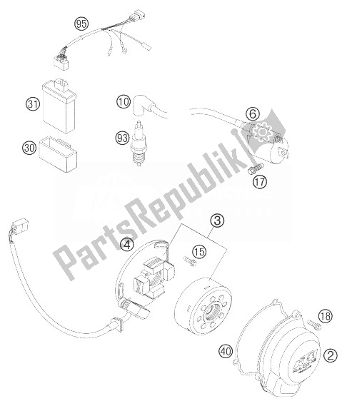 All parts for the Ignition System of the KTM 85 SX 19 16 Europe 2007