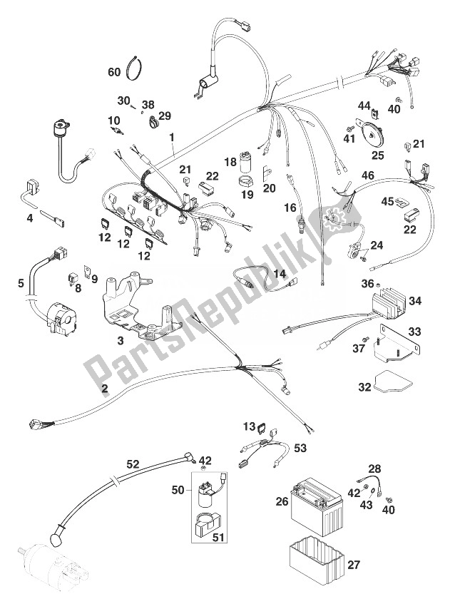 Tutte le parti per il Cablaggio Lc4 del KTM 400 LC 4 Europe 1999