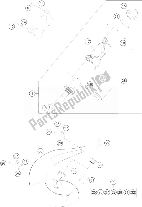 Tutte le parti per il Impianto Di Scarico del KTM 300 XC W USA 2014