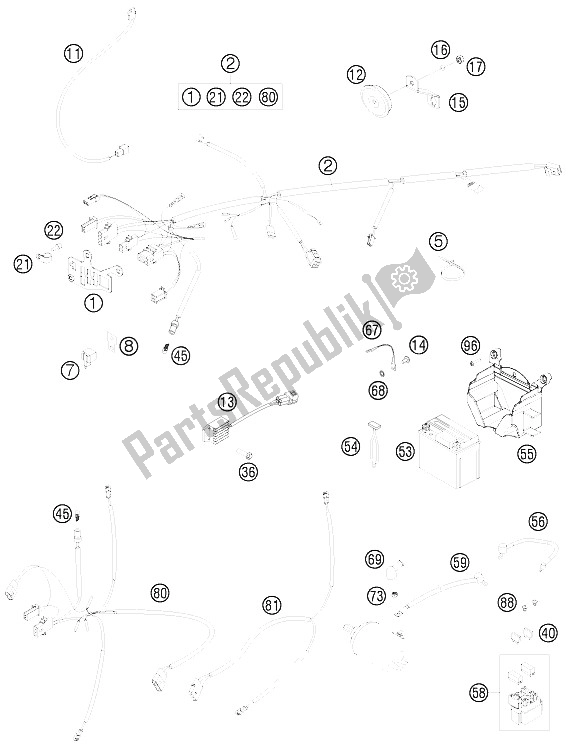 All parts for the Wiring Harness of the KTM 530 EXC USA 2011