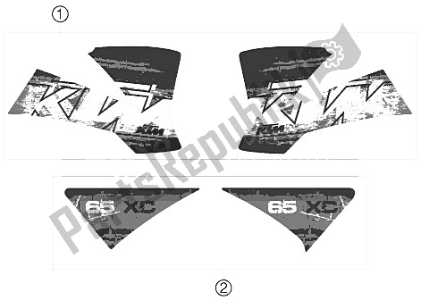 Todas las partes para Etiqueta de KTM 65 XC USA 2008