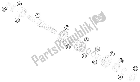 All parts for the Transmission I - Main Shaft of the KTM 85 SX 17 14 Europe 2012