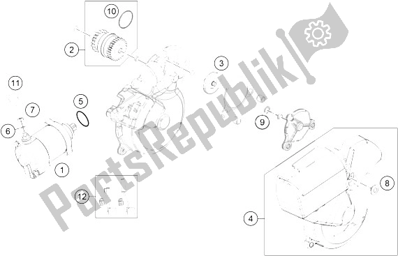 All parts for the Electrical Starter of the KTM Freeride 250 R Australia 2016