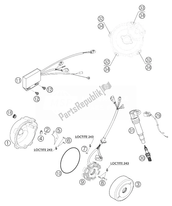 Tutte le parti per il Accensione 660 Sms del KTM 660 Supermoto Factory Repl 03 Europe 2003