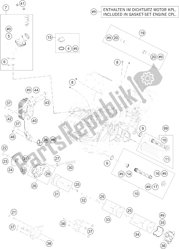 Todas las partes para Sistema De Lubricación de KTM 1290 Super Duke GT Grey ABS 16 Australia 2016