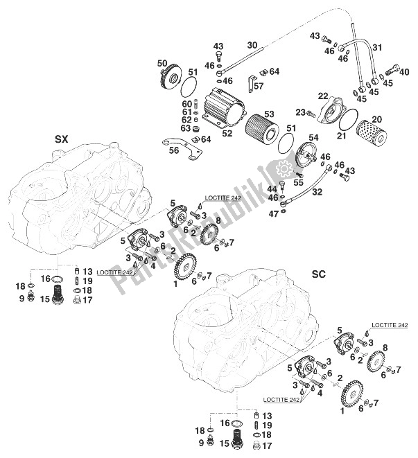 All parts for the Lubrication System Sx,sc '98 of the KTM 400 SX C 99 Australia 1999