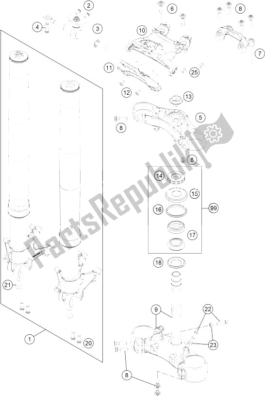 All parts for the Front Fork, Triple Clamp of the KTM 1290 Superduke R Black ABS 16 Europe 2016