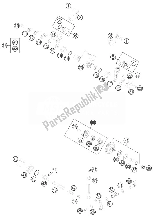 All parts for the Exhaust Control of the KTM 250 EXC Europe 2014