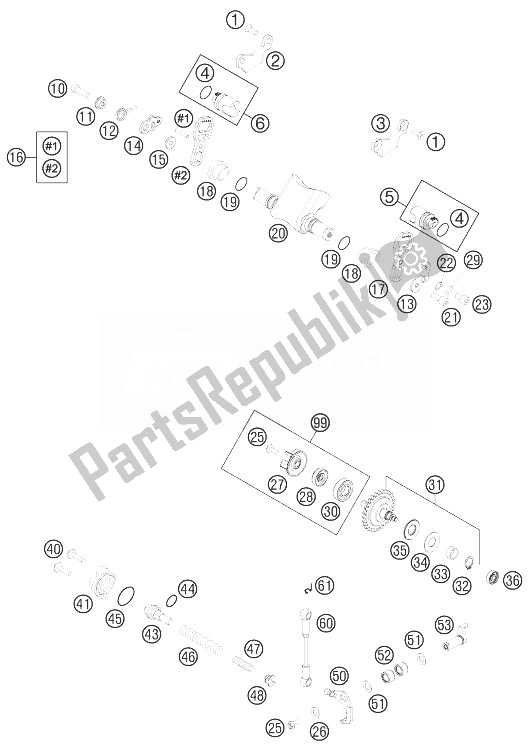 All parts for the Exhaust Control of the KTM 250 SX Europe 2013