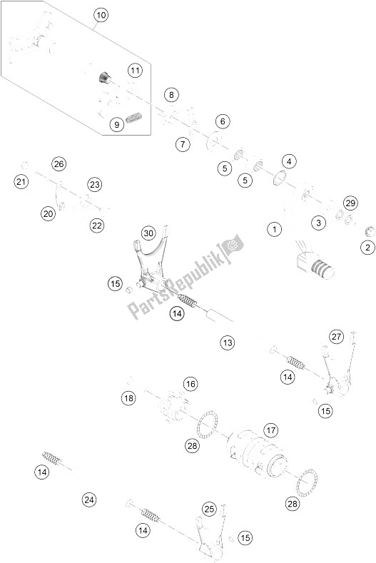 All parts for the Shifting Mechanism of the KTM 450 XC W USA 2015