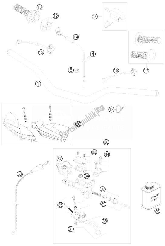 Todas las partes para Manillar, Controles de KTM 250 XC USA 2010