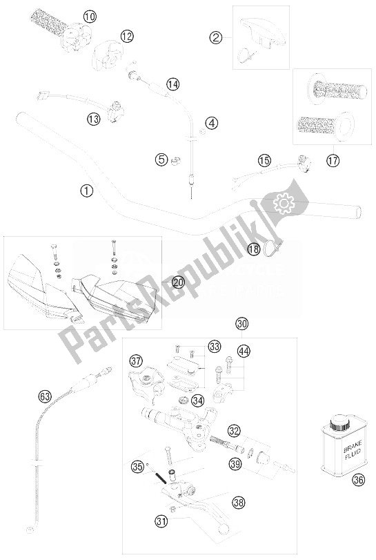 Tutte le parti per il Manubrio, Comandi del KTM 300 XC W USA 2010