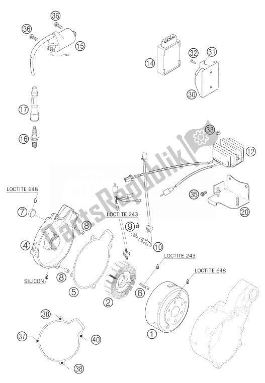 All parts for the Ignition System of the KTM 625 SXC Australia United Kingdom 2007