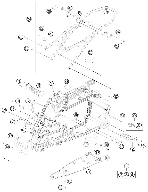 All parts for the Frame of the KTM 525 XC ATV Europe 2011