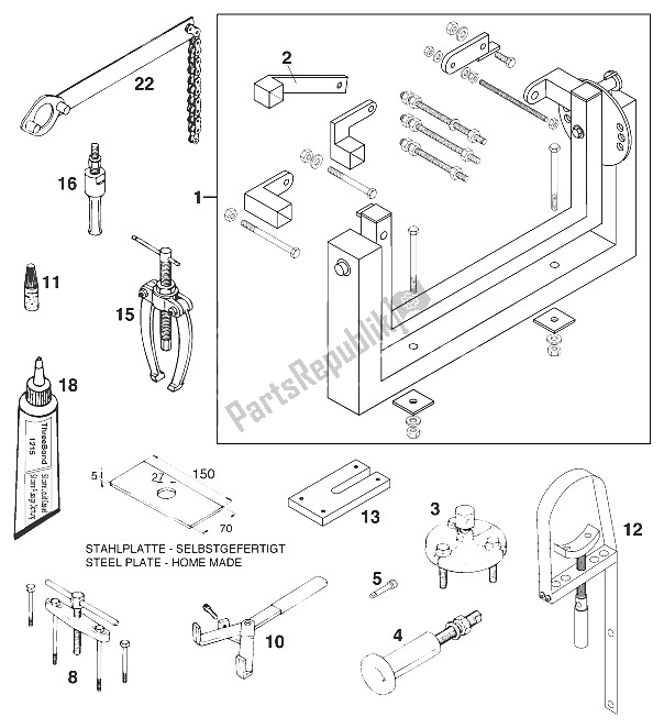 All parts for the Special Tools 125 Lc2 '96 of the KTM 125 LC2 100 Schweiz Europe 1996