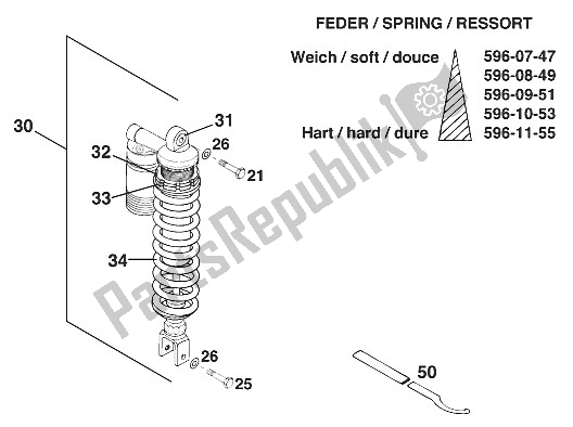 All parts for the Rear Suspension ? Hlins 2-takt '96 of the KTM 300 MXC M O 13 LT USA 1996