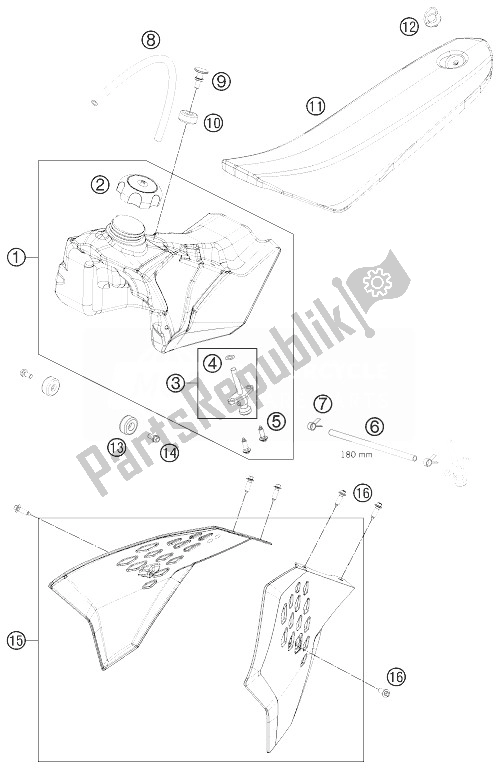 All parts for the Tank, Seat, Cover of the KTM 50 SX Europe 2014