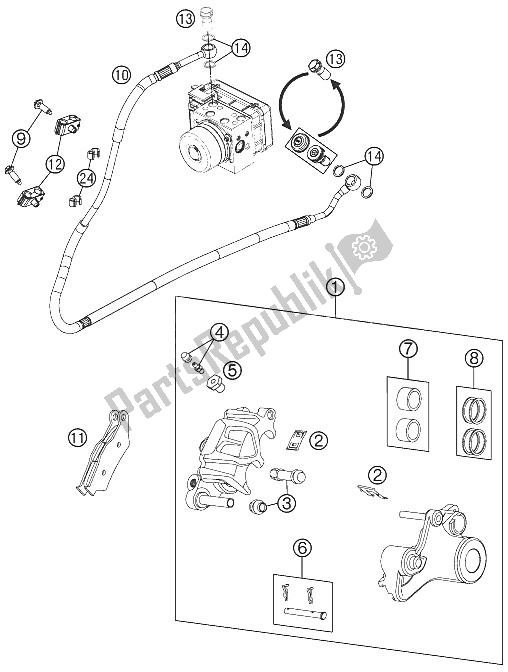 All parts for the Brake Caliper Rear of the KTM 990 SM T Black ABS Spec Edit Brazil 2011