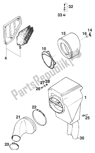 Toutes les pièces pour le Boîtier De Filtre à Air 440/500/550 du KTM 550 MXC M ö USA 1996