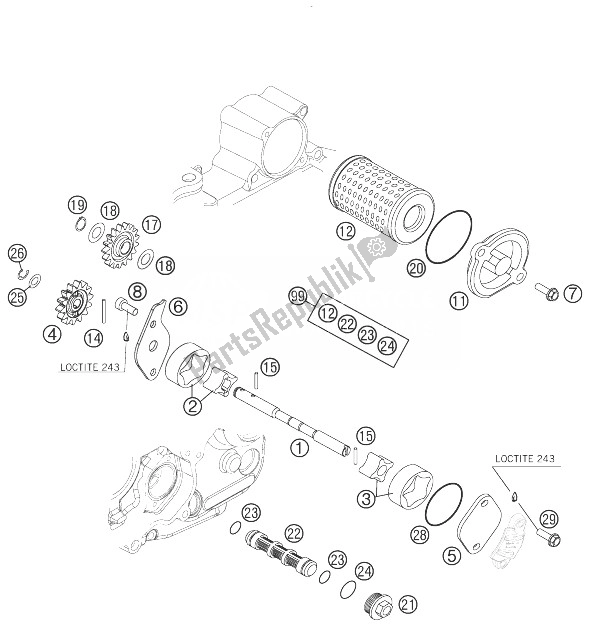 All parts for the Lubricating System of the KTM 250 SX F Europe 2010