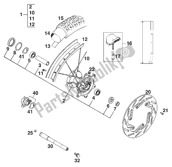 All parts for the Front Wheel 400-620 Sc '97 of the KTM 620 SUP Comp WP Europe 1997