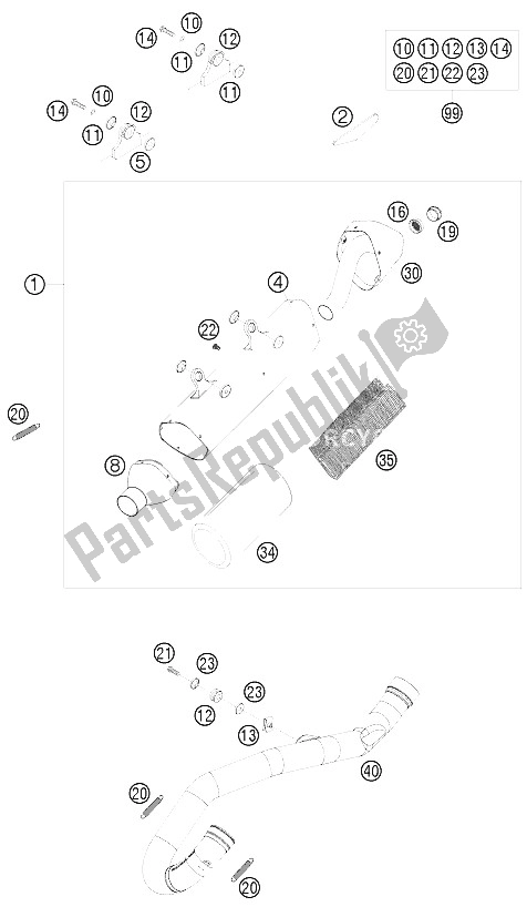 All parts for the Exhaust System of the KTM 530 EXC R SIX Days Europe 2008