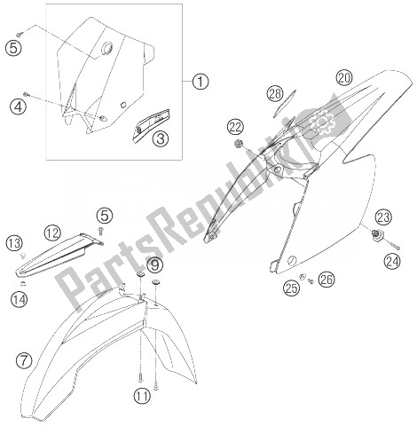 All parts for the Mask, Fenders of the KTM 450 XC W USA 2007