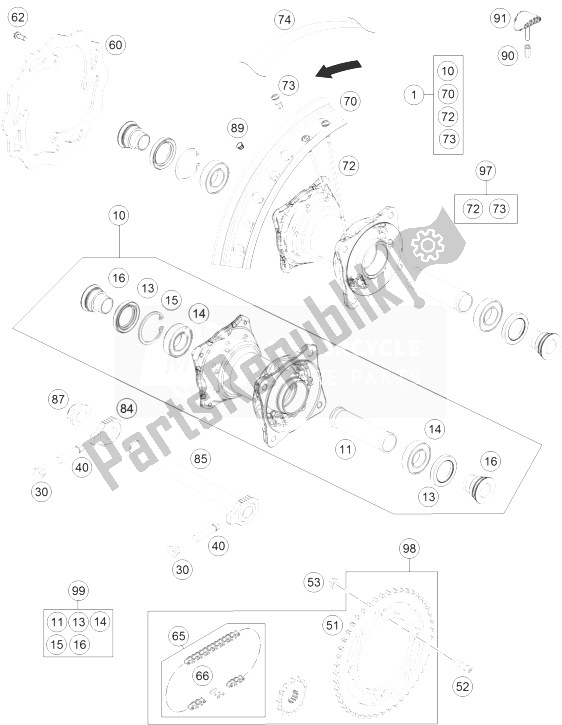 Toutes les pièces pour le Roue Arrière du KTM 85 SXS 17 14 USA 2014