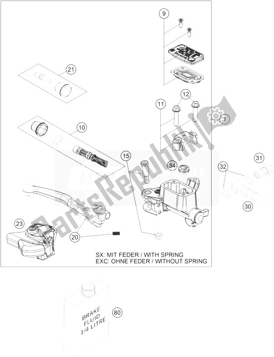 All parts for the Hand Brake Cylinder of the KTM 250 SX F Europe 2014